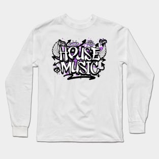 HOUSE MUSIC  - Graffiti Steez (Black/purple) Long Sleeve T-Shirt